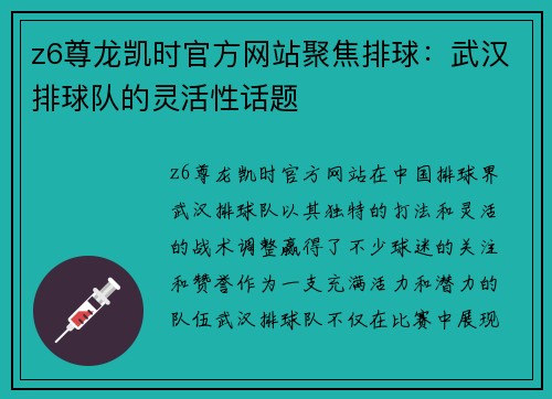 z6尊龙凯时官方网站聚焦排球：武汉排球队的灵活性话题